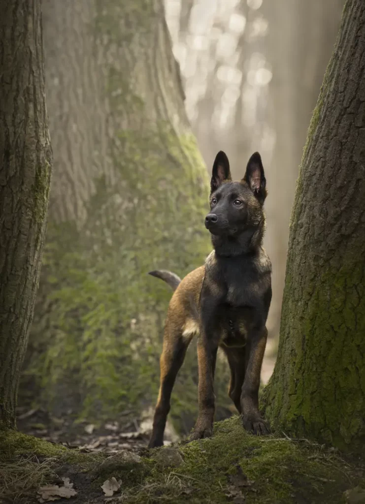 Séance photo chien Malinois en forêt à Saint-Leu-La-Forêt